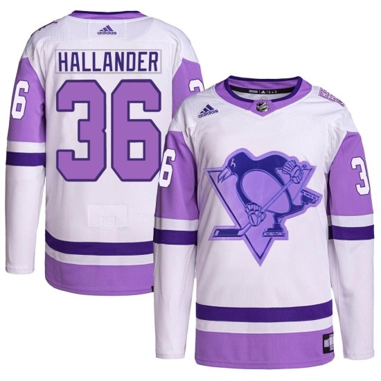 Filip Hallander Pittsburgh Penguins Youth Authentic Hockey Fights Cancer Primegreen Adidas Jersey - White/Purple