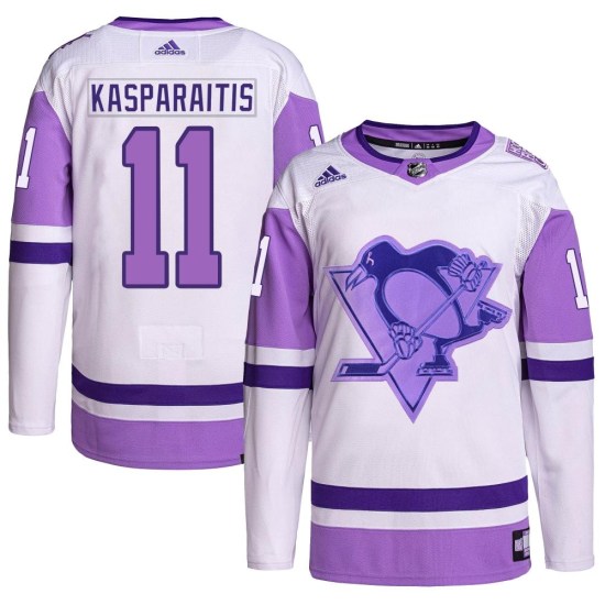 Darius Kasparaitis Pittsburgh Penguins Youth Authentic Hockey Fights Cancer Primegreen Adidas Jersey - White/Purple