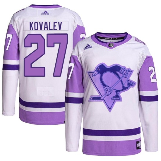 Alex Kovalev Pittsburgh Penguins Youth Authentic Hockey Fights Cancer Primegreen Adidas Jersey - White/Purple