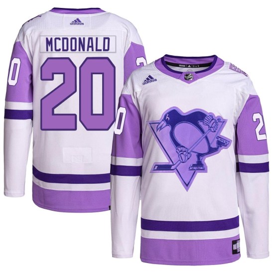 Ab Mcdonald Pittsburgh Penguins Youth Authentic Hockey Fights Cancer Primegreen Adidas Jersey - White/Purple