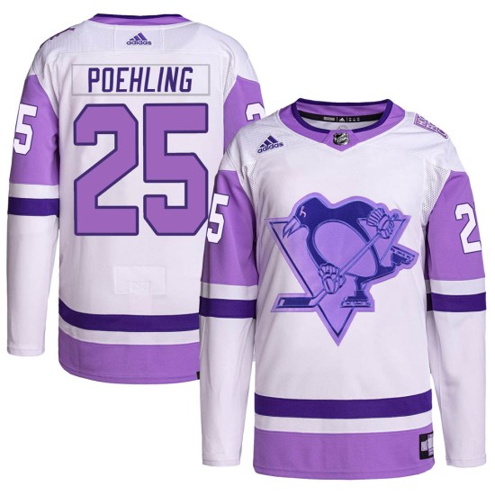 Ryan Poehling Pittsburgh Penguins Youth Authentic Hockey Fights Cancer Primegreen Adidas Jersey - White/Purple
