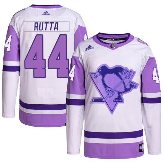 Jan Rutta Pittsburgh Penguins Youth Authentic Hockey Fights Cancer Primegreen Adidas Jersey - White/Purple