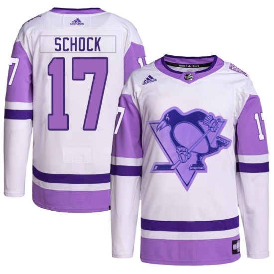 Ron Schock Pittsburgh Penguins Youth Authentic Hockey Fights Cancer Primegreen Adidas Jersey - White/Purple