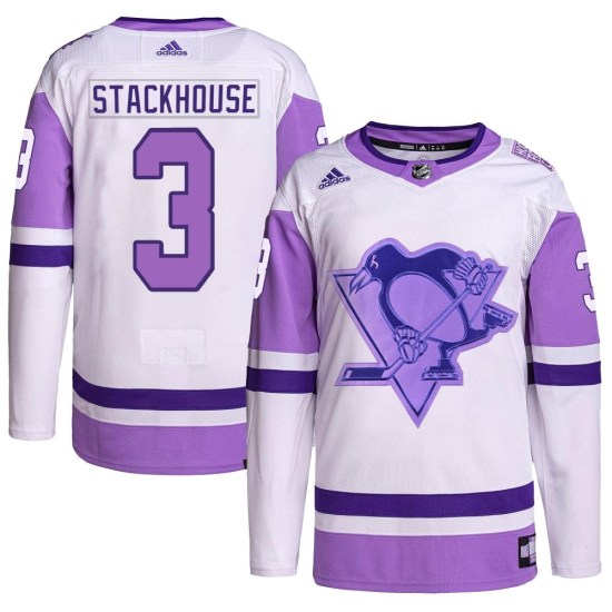 Ron Stackhouse Pittsburgh Penguins Youth Authentic Hockey Fights Cancer Primegreen Adidas Jersey - White/Purple