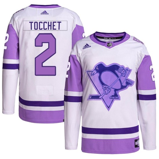 Rick Tocchet Pittsburgh Penguins Youth Authentic Hockey Fights Cancer Primegreen Adidas Jersey - White/Purple