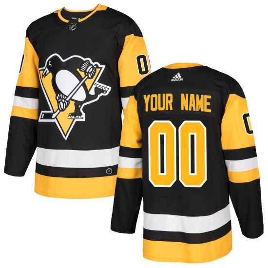 Custom Pittsburgh Penguins Authentic Home Adidas Jersey - Black