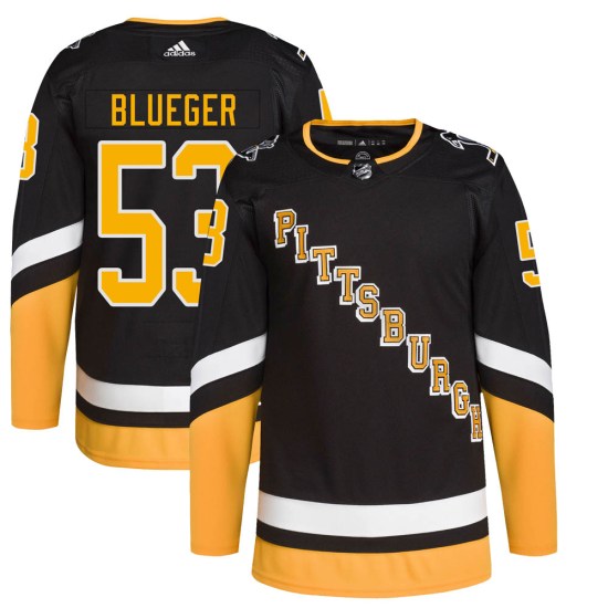 Teddy Blueger Pittsburgh Penguins Authentic Black 2021/22 Alternate Primegreen Pro Player Adidas Jersey - Blue