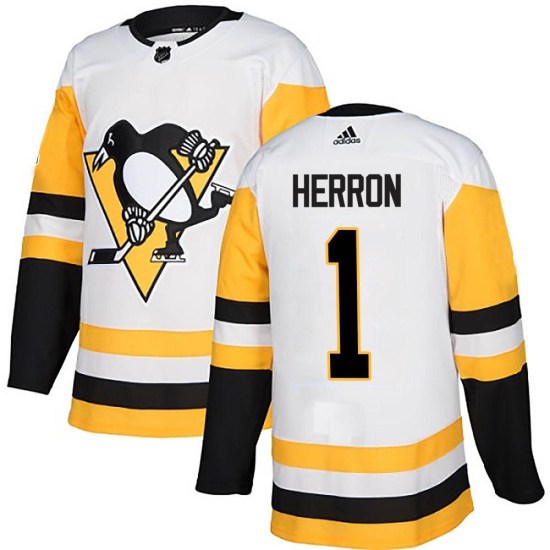 Denis Herron Pittsburgh Penguins Authentic Away Adidas Jersey - White