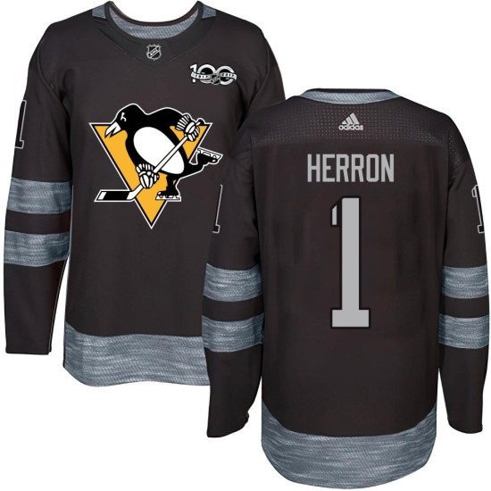 Denis Herron Pittsburgh Penguins Authentic 1917-2017 100th Anniversary Jersey - Black