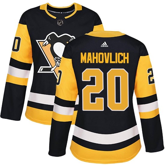 Peter Mahovlich Pittsburgh Penguins Women's Authentic Home Adidas Jersey - Black