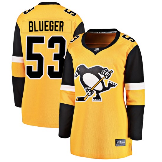Teddy Blueger Pittsburgh Penguins Women's Breakaway Gold Alternate Fanatics Branded Jersey - Blue