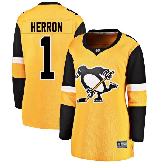 Denis Herron Pittsburgh Penguins Women's Breakaway Alternate Fanatics Branded Jersey - Gold
