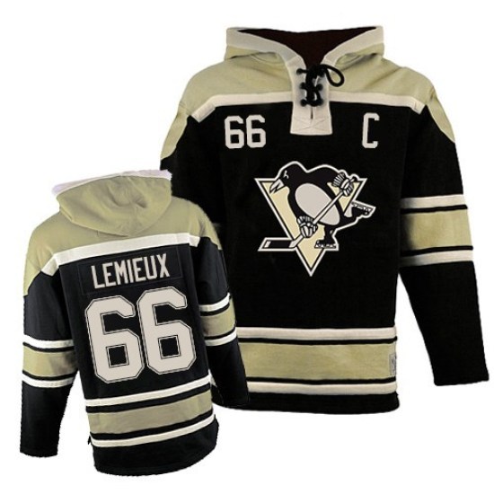 Mario Lemieux Pittsburgh Penguins Youth Premier Old Time Hockey Sawyer Hooded Sweatshirt - Black