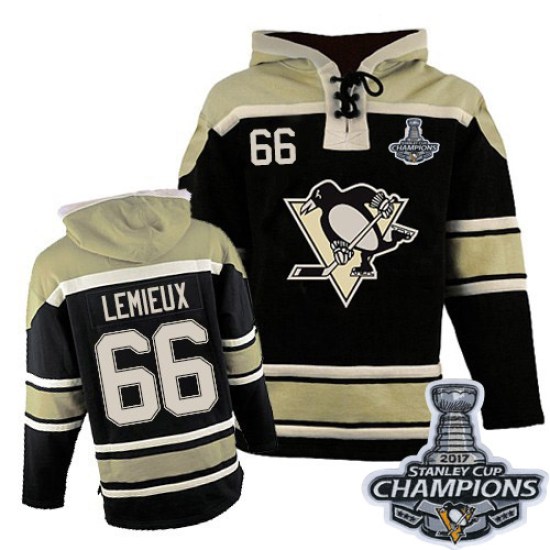 Mario Lemieux Pittsburgh Penguins Youth Premier Old Time Hockey Sawyer Hooded Sweatshirt 2016 Stanley Cup Champions - Black