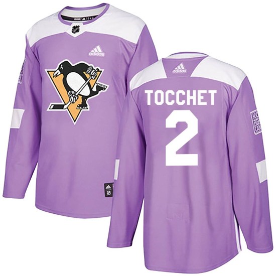 Rick Tocchet Pittsburgh Penguins Authentic Fights Cancer Practice Adidas Jersey - Purple